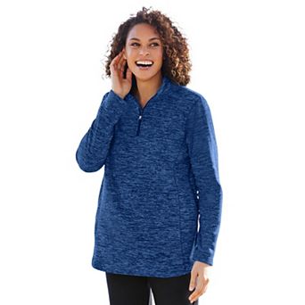 Woman Within Plus Size Microfleece Quarter-Zip Pullover