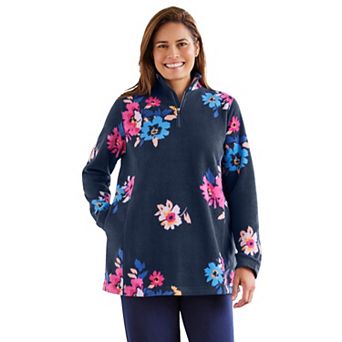 Woman Within Plus Size Microfleece Quarter-Zip Pullover