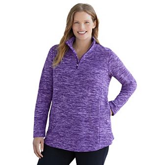Woman Within Plus Size Microfleece Quarter-Zip Pullover