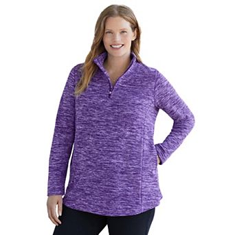 Woman Within Plus Size Microfleece Quarter-Zip Pullover