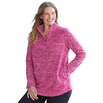 Woman Within Plus Size Microfleece Quarter-Zip Pullover