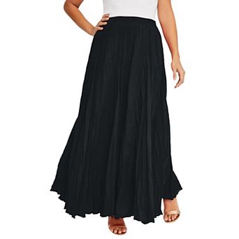 Jessica London Women's Plus Size Flowing Crinkled Maxi Skirt