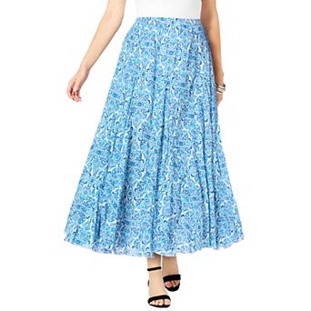 Jessica London Women's Plus Size Flowing Crinkled Maxi Skirt