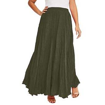 Jessica London Women's Plus Size Flowing Crinkled Maxi Skirt