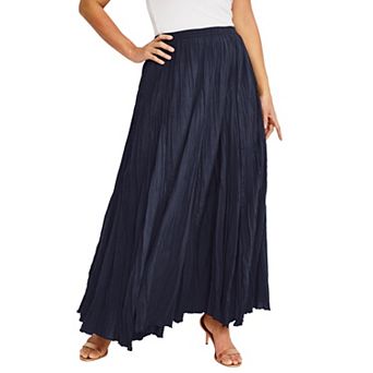 Jessica London Women's Plus Size Flowing Crinkled Maxi Skirt