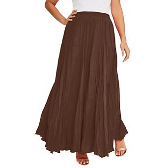 Jessica London Women's Plus Size Flowing Crinkled Maxi Skirt