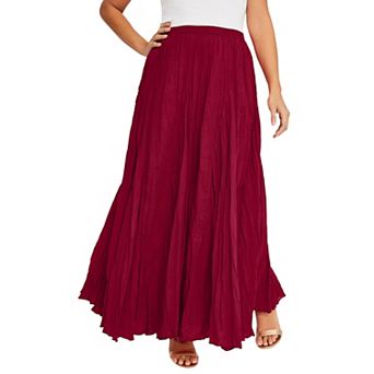 Jessica London Women's Plus Size Flowing Crinkled Maxi Skirt
