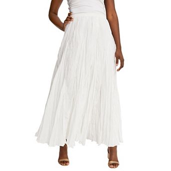 Jessica London Women's Plus Size Flowing Crinkled Maxi Skirt
