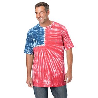 Kingsize Men's Big & Tall Lightweight Tie-dye Crewneck Tee