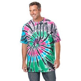Kingsize Men's Big & Tall Lightweight Tie-dye Crewneck Tee