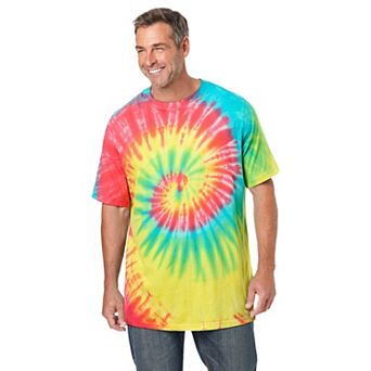 Kingsize Men's Big & Tall Lightweight Tie-dye Crewneck Tee