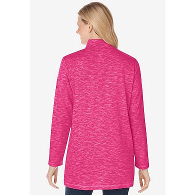 Woman Within Plus Size French Terry Quarter-Zip Sweatshirt