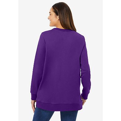 Woman Within Plus Size Patchwork Embroidered Top