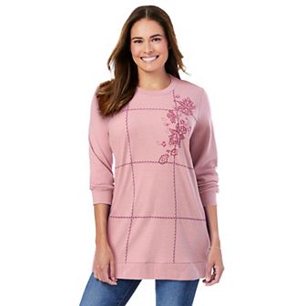 Woman Within Plus Size Patchwork Embroidered Top