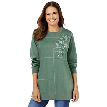 Woman Within Plus Size Patchwork Embroidered Top