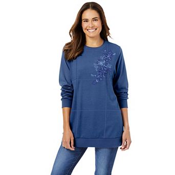 Woman Within Plus Size Patchwork Embroidered Top