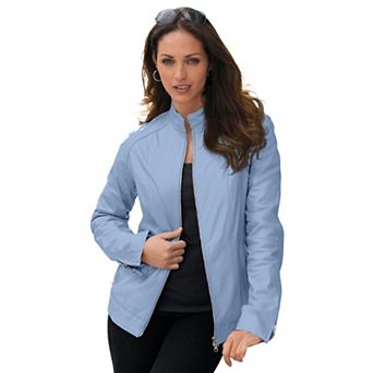 Jessica London Women's Plus Size Zip Front Leather Jacket