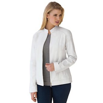 Jessica London Women's Plus Size Zip Front Leather Jacket