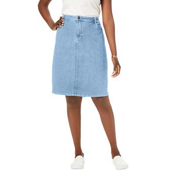 Jessica London Women's Plus Size True Fit Stretch Denim Short Skirt