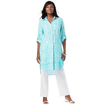 Jessica London Women's Plus Size Linen Mega Tunic