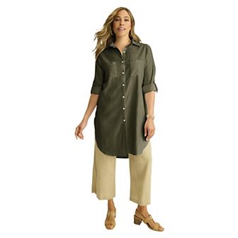 Jessica London Women's Plus Size Linen Mega Tunic