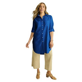 Jessica London Women's Plus Size Linen Mega Tunic