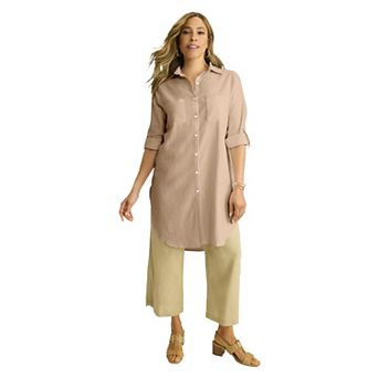 Jessica London Women's Plus Size Linen Mega Tunic
