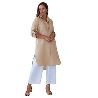 Jessica London Women's Plus Size Linen Mega Tunic