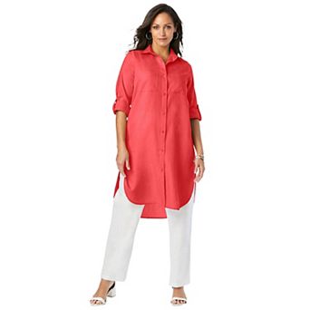 Jessica London Women's Plus Size Linen Mega Tunic