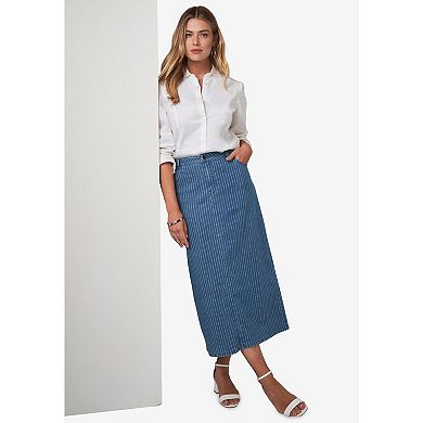Jessica London Women's Plus Size True Fit Stretch Denim Midi Skirt