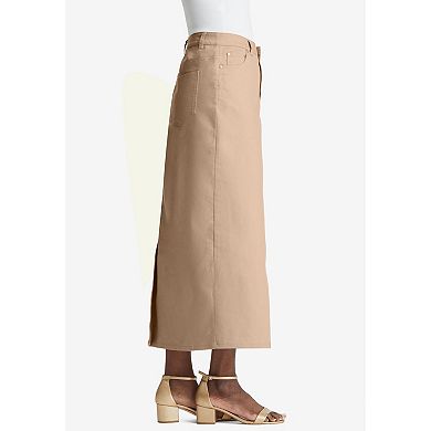 Jessica London Women's Plus Size True Fit Stretch Denim Midi Skirt