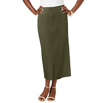 Jessica London Women's Plus Size True Fit Stretch Denim Midi Skirt