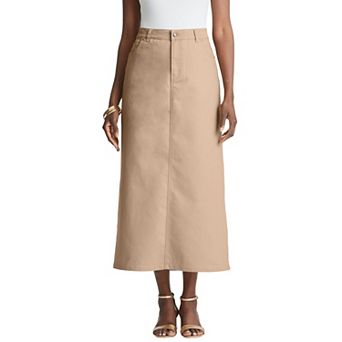 Jessica London Women's Plus Size True Fit Stretch Denim Midi Skirt