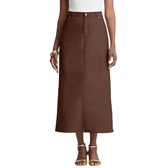 Jessica London Women's Plus Size True Fit Stretch Denim Midi Skirt