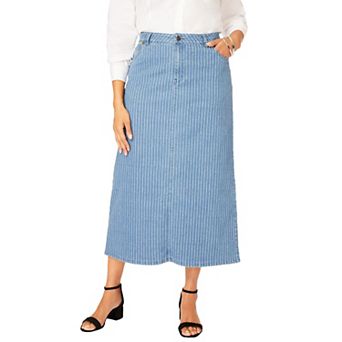 Jessica London Women's Plus Size True Fit Stretch Denim Midi Skirt