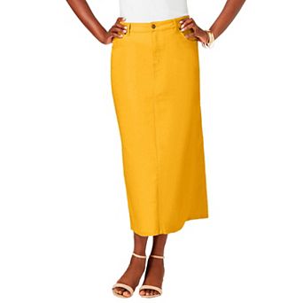 Jessica London Women's Plus Size True Fit Stretch Denim Midi Skirt