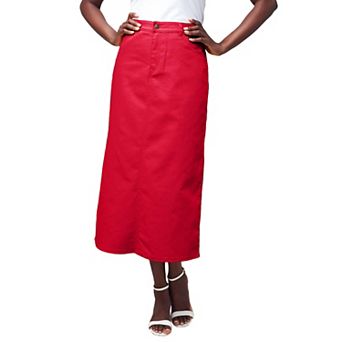 Jessica London Women's Plus Size True Fit Stretch Denim Midi Skirt