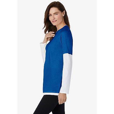 Woman Within Plus Size Layered-Look Crewneck Tee