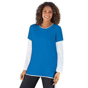 Woman Within Plus Size Layered-Look Crewneck Tee