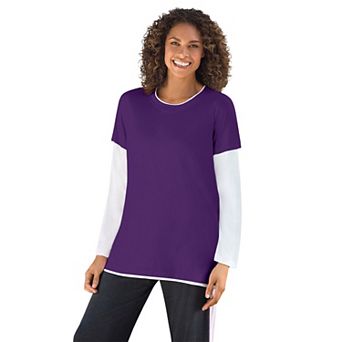 Woman Within Plus Size Layered-Look Crewneck Tee