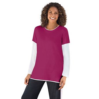Woman Within Plus Size Layered-Look Crewneck Tee