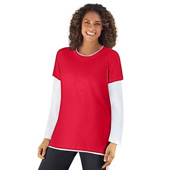 Woman Within Plus Size Layered-Look Crewneck Tee