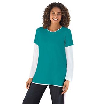 Woman Within Plus Size Layered-Look Crewneck Tee