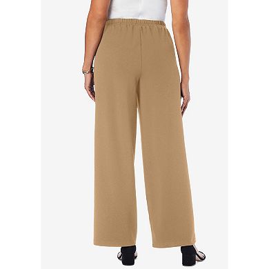 Jessica London Women's Plus Size Stretch Knit Crepe Wide Leg Pant
