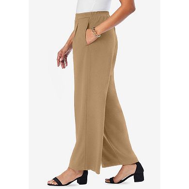 Jessica London Women's Plus Size Stretch Knit Crepe Wide Leg Pant