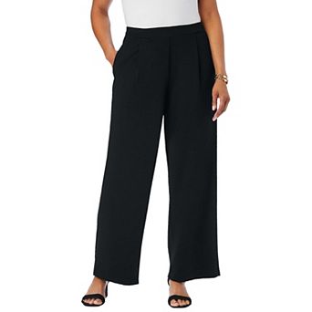 Jessica London Women's Plus Size Stretch Knit Crepe Wide Leg Pant