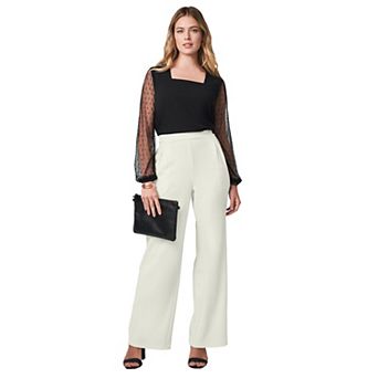 Jessica London Women's Plus Size Stretch Knit Crepe Wide Leg Pant