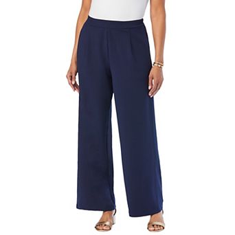 Jessica London Women's Plus Size Stretch Knit Crepe Wide Leg Pant