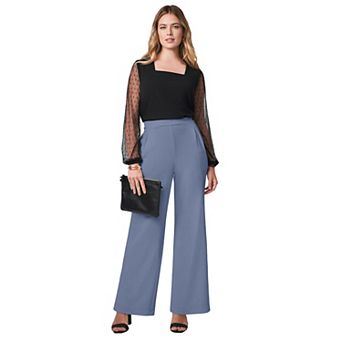Jessica London Women's Plus Size Stretch Knit Crepe Wide Leg Pant