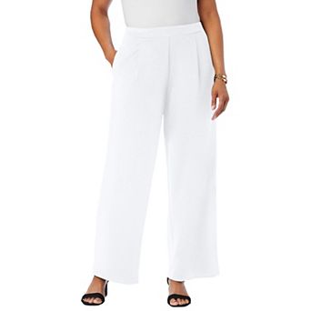 Jessica London Women's Plus Size Stretch Knit Crepe Wide Leg Pant